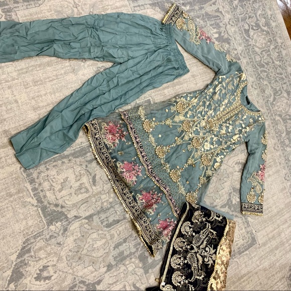 Pakistani Indian Fancy Heavy Work Peshwas Anarkali Lehenga Shalwar Kameez - Picture 2 of 16